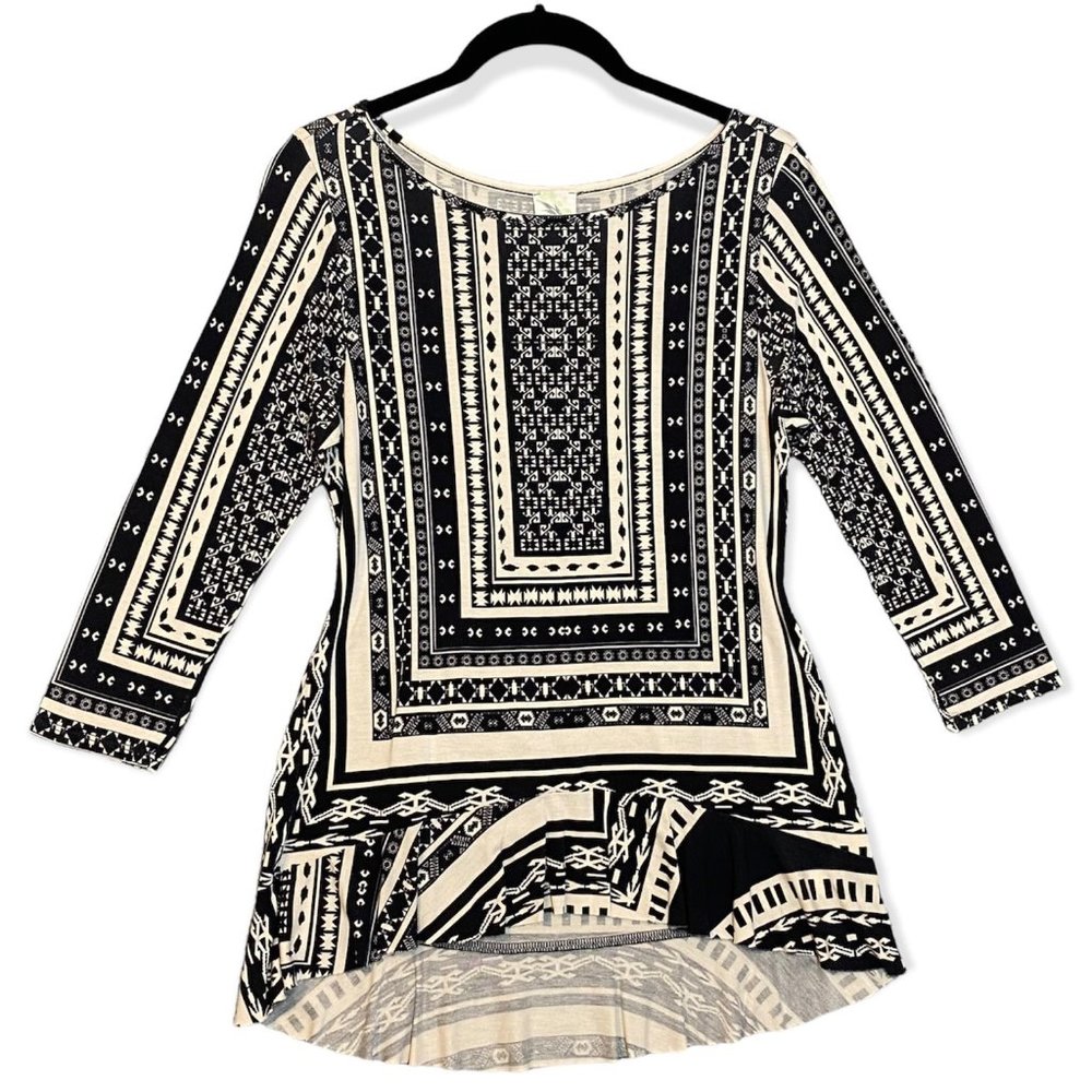 Anthropologie Made in San Francisco Peplum Blouse Geometric Print